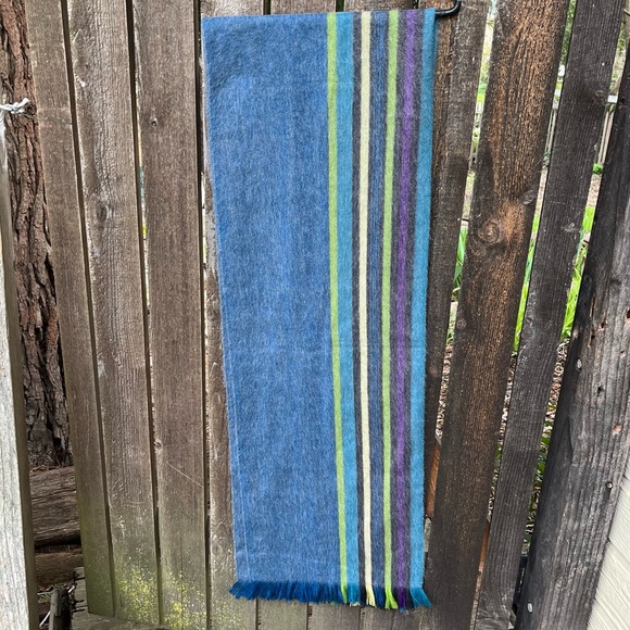 Shupaca Blue Bird Alpaca Blend Striped Fringed Scarf NWOT - Picture 10 of 15